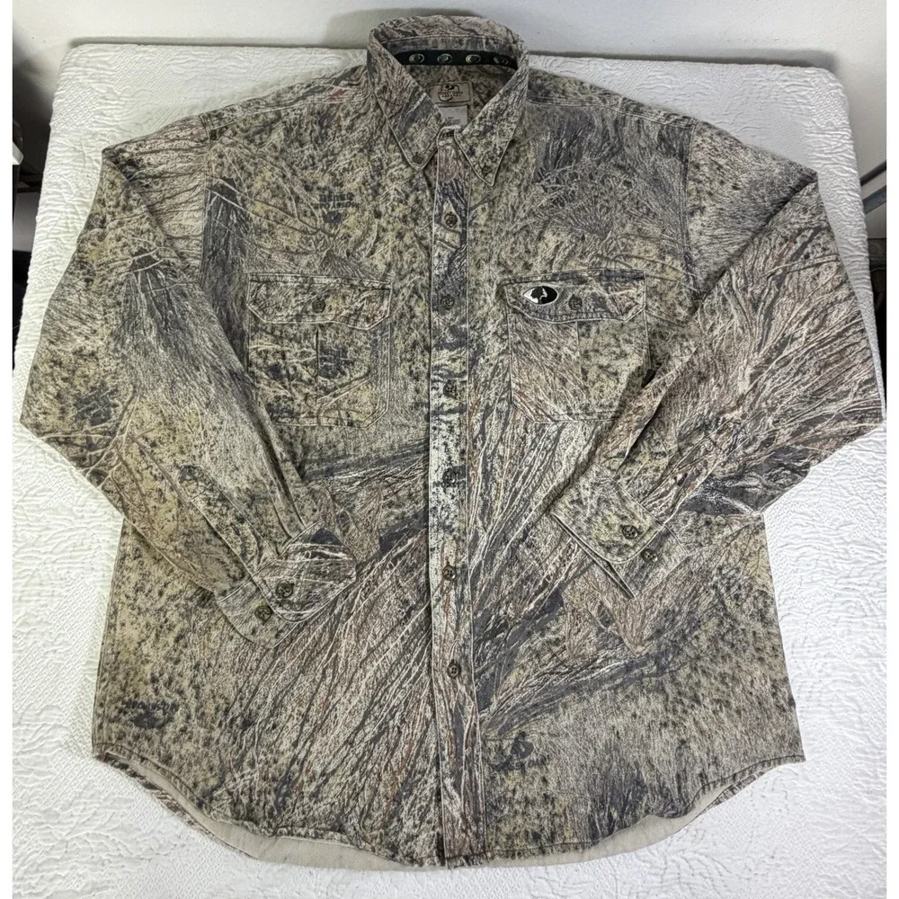 Mossy Oak Apparel‎ Explorer LS Shirt Mens Large Brush Camo Button Down